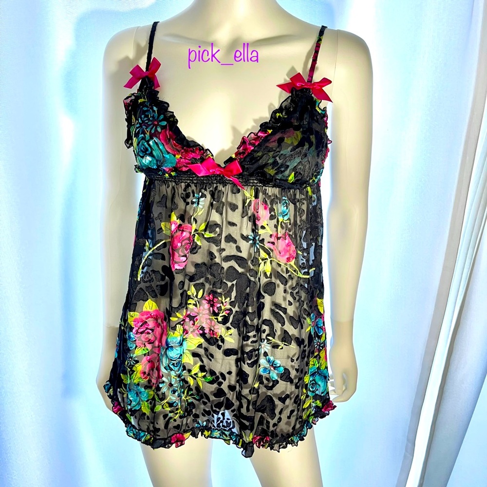 S VS Sexy Little Things by Victoria’s Secret Chemise slip dress Black Floral